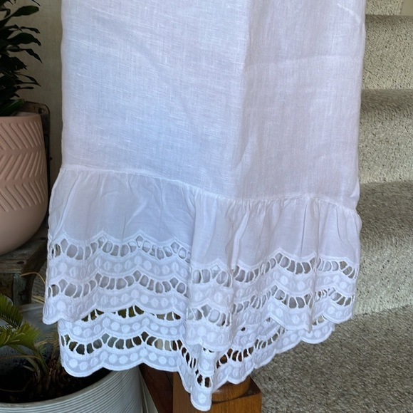Valentina Naldi White Eyelet 100% Linen Top - Picture 3 of 9